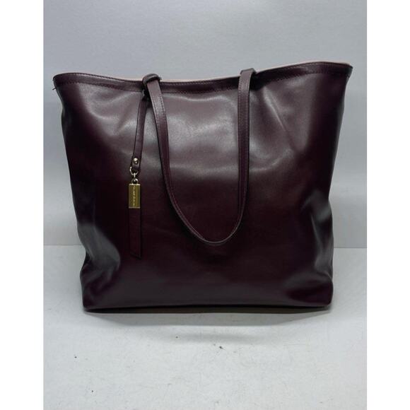 GIANNI NOTARO EUC BURGANDY XL ITALIAN LEATHER  TOTE BAG - Picture 1 of 11